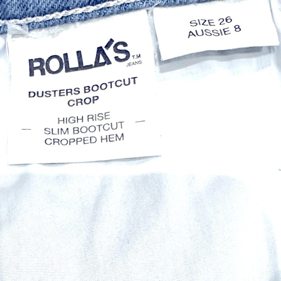 👖🛹 ROLLA’S Aussie Dusters Bootcut Crop Jeans | Bluebird Blue Distressed, Sz 26 - Picture 4 of 5